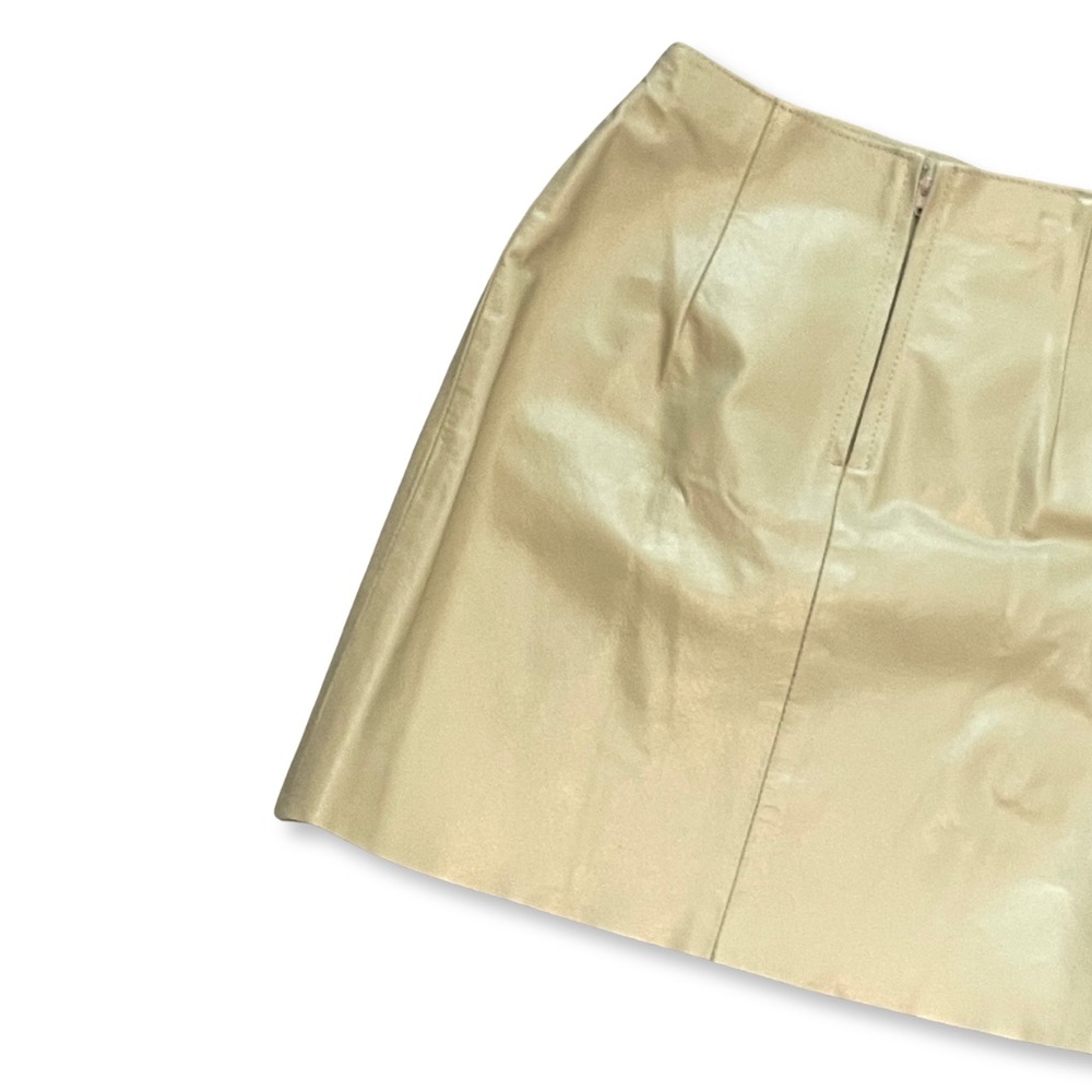 SOLD Vintage Vera Pelle Cuoieria Italian Butter Yellow 100% Leather Mini Skirt - Picture 9 of 12